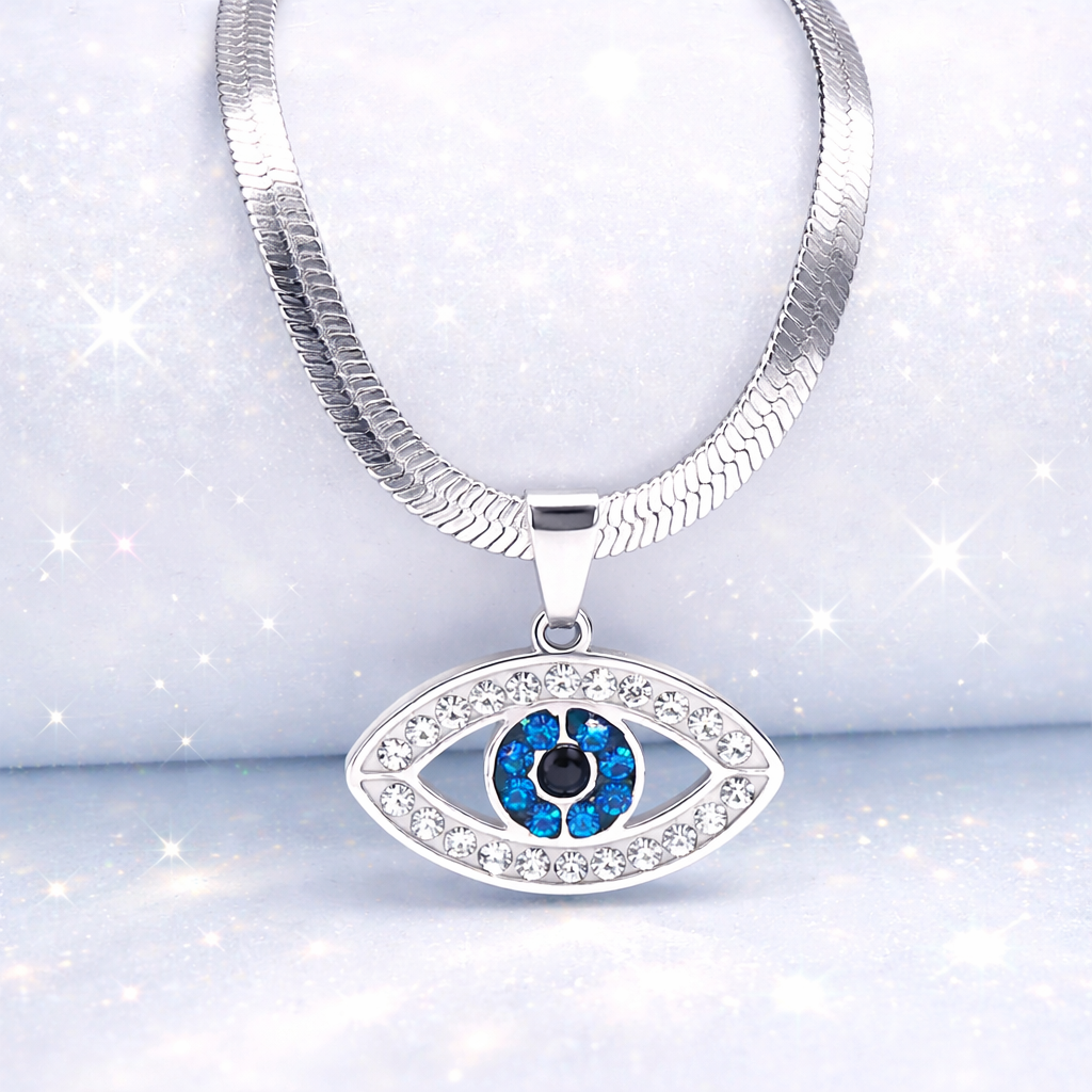 Luxury Evil Eye Necklace ✨ Protective Silver Pendant | Minimal Everyday Jewelry