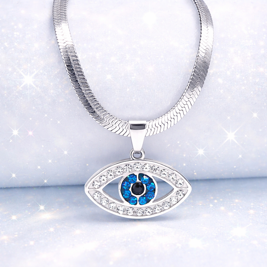 Luxury Evil Eye Necklace ✨ Protective Silver Pendant | Minimal Everyday Jewelry