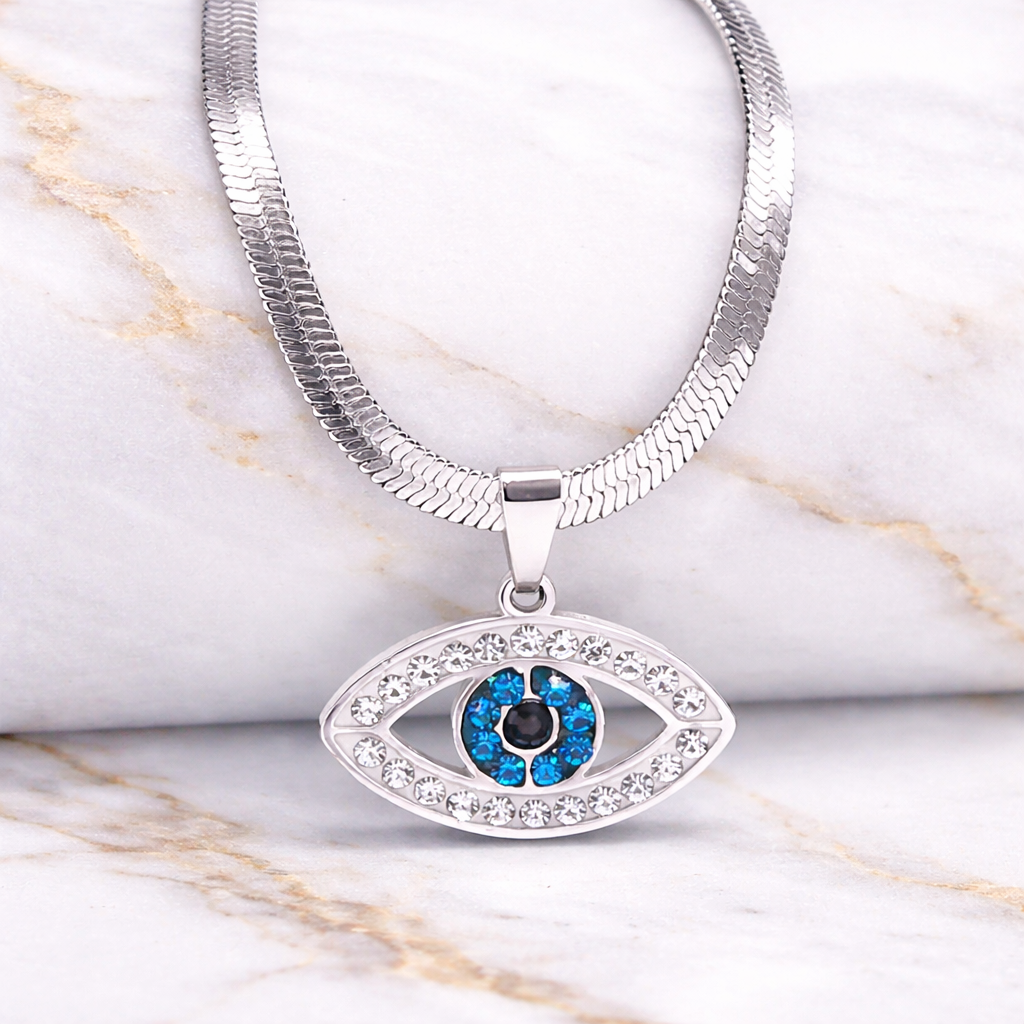 Luxury Evil Eye Necklace ✨ Protective Silver Pendant | Minimal Everyday Jewelry